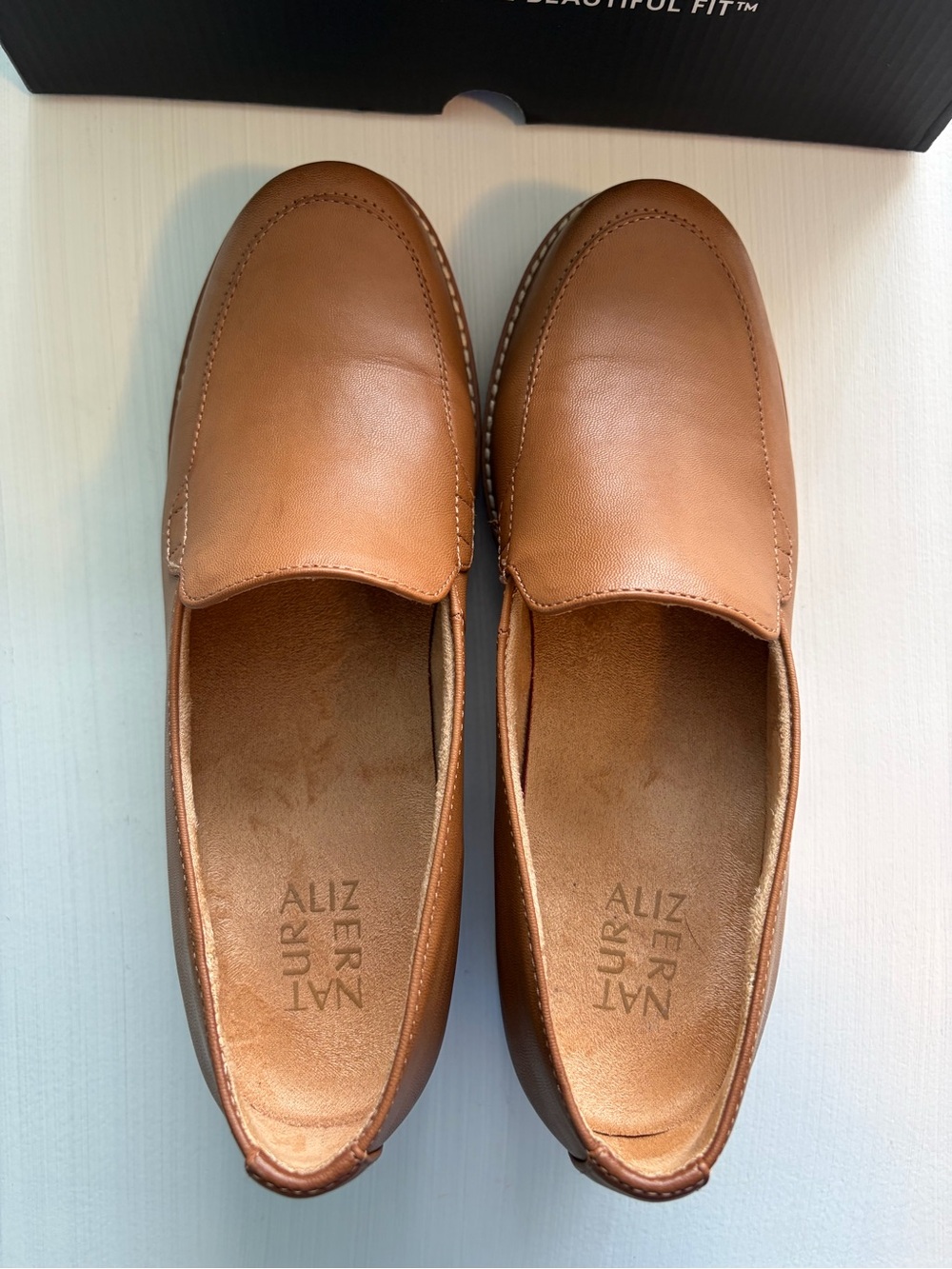 Naturalizer Cabaret Englishtea Camel Brown Synthetic Platform Slip-On Loafers - Picture 3 of 7